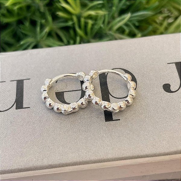 Brinco Argola Aro Esferas G Folheado a prata 925