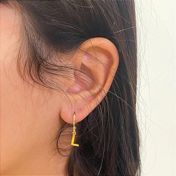 ARG LETRA LISA FOLHEADO A OURO 18K