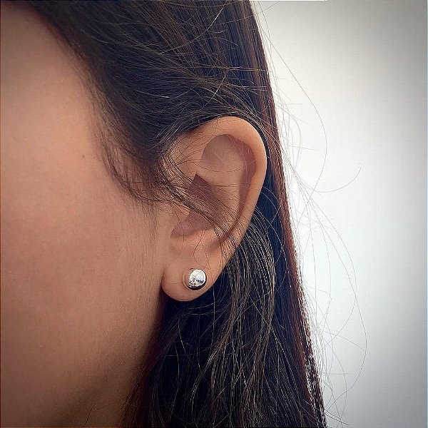 Brinco Bola 8mm Folheado a Prata 925