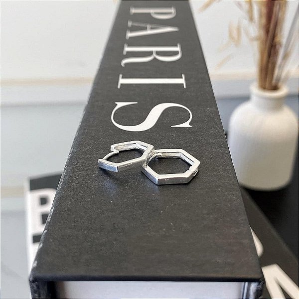 Brinco de Argola Hexagonal Lisa G Folheado a prata 925