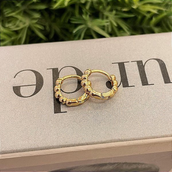 Brinco Argola Aro Esferas M Folheado a ouro 18K