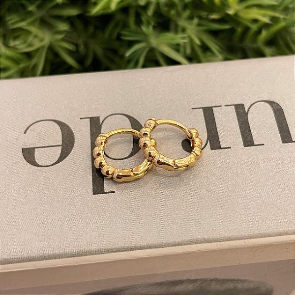 Brinco Argola Aro Esferas M Folheado a ouro 18K