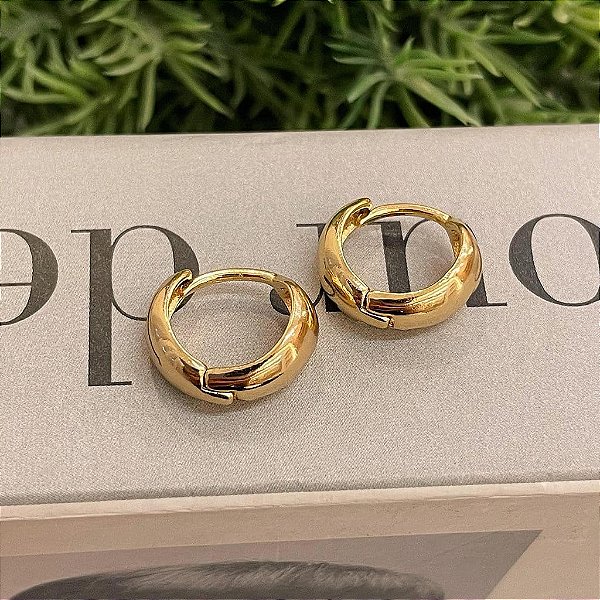 Argolas Lisas Abauladas G Folheado a ouro 18K