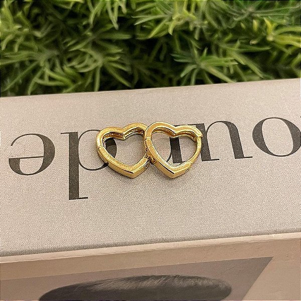 Brinco de Argola Coração Liso P Folheado a ouro 18K