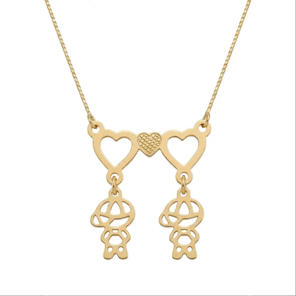 Colar Canga Completa com 2 Pingentes Lisos Veneziano Folheado a ouro 18K