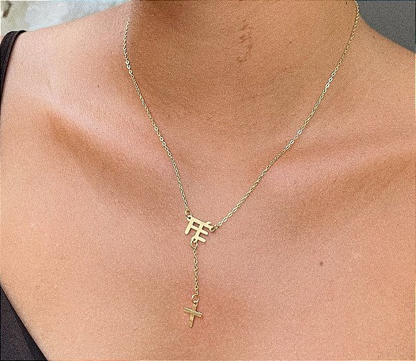 Colar Gravatinha Fé Folheado a ouro 18K