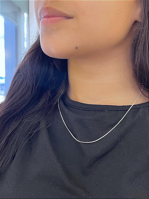 Corrente Veneziana 50cm Folheado a prata 925