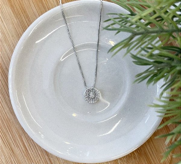 Colar Chuveiro Cristal Cravejado Borda Trabalhada Steel