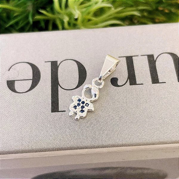 Pingente Menino Cravejado Azul Folheado a prata 925