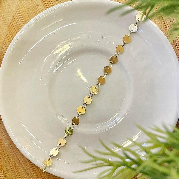 Pulseira Moeda Lisa Folheado a ouro 18K
