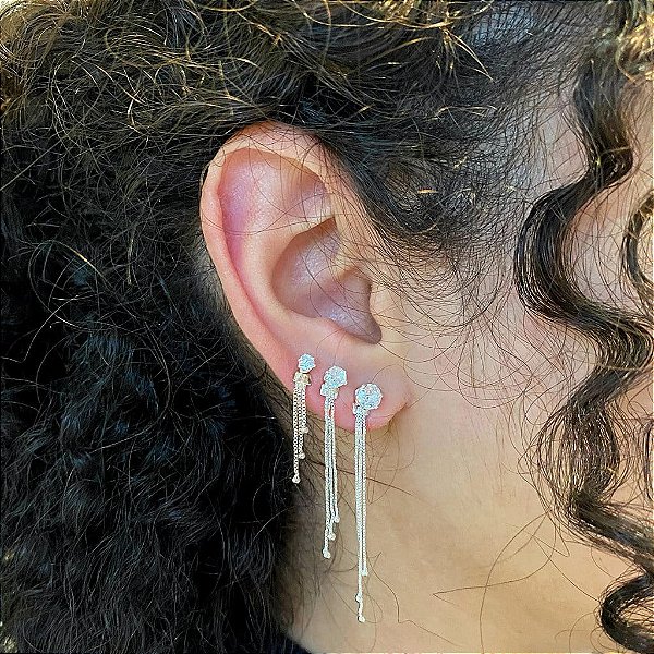 Trio de ponto de luz + aplique 3 fios com bolas Folheado a prata 925