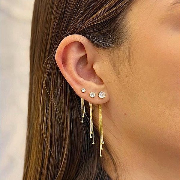 Trio de ponto de luz + aplique 3 fios com bolas Folheado a ouro 18K