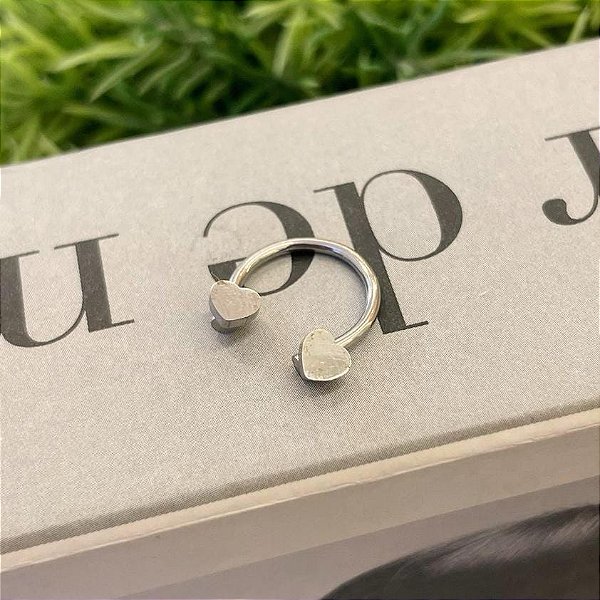 Piercing Ferradura Coração nas Pontas Steel