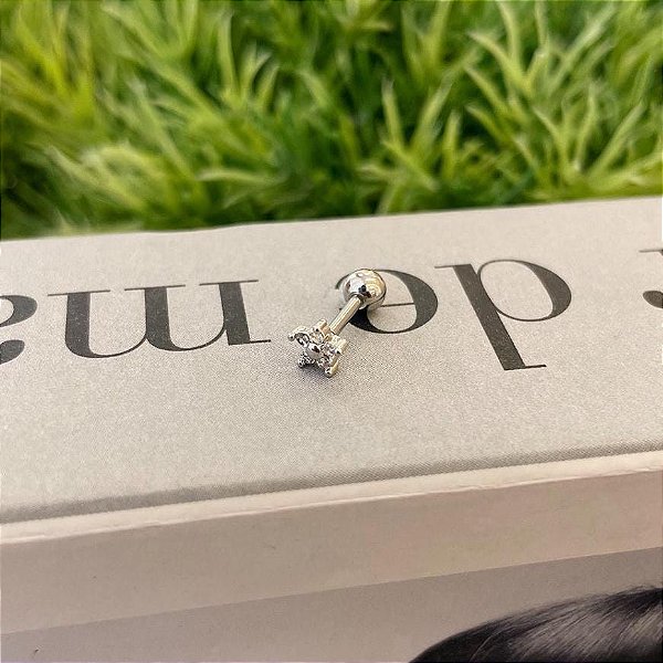 Piercing Flor Zirconias Centro Liso Steel