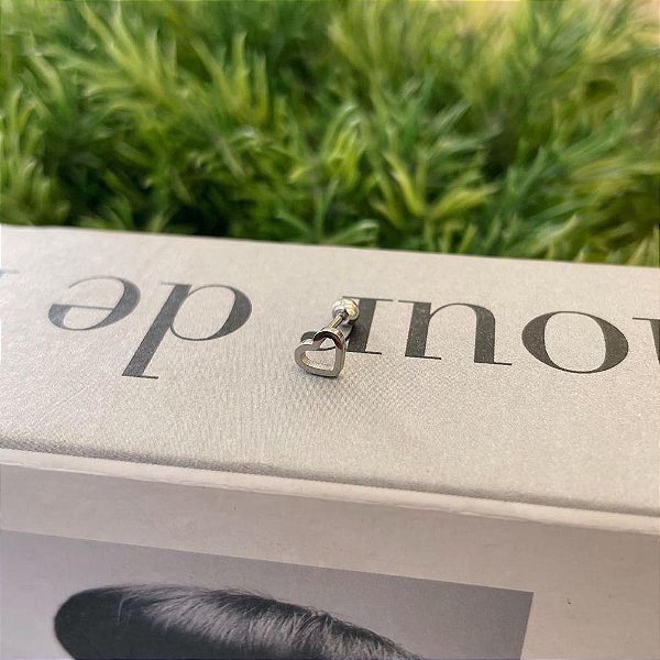 Piercing Coração Vazado Borda Lisa Steel