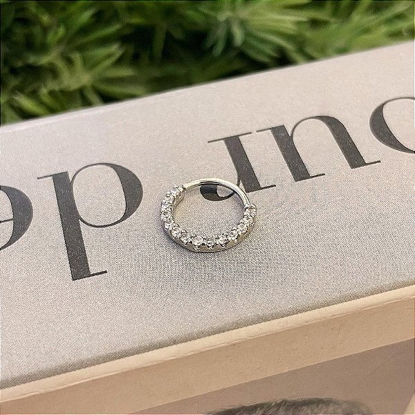 Piercing Argola Torção Cravejado Frontal Steel