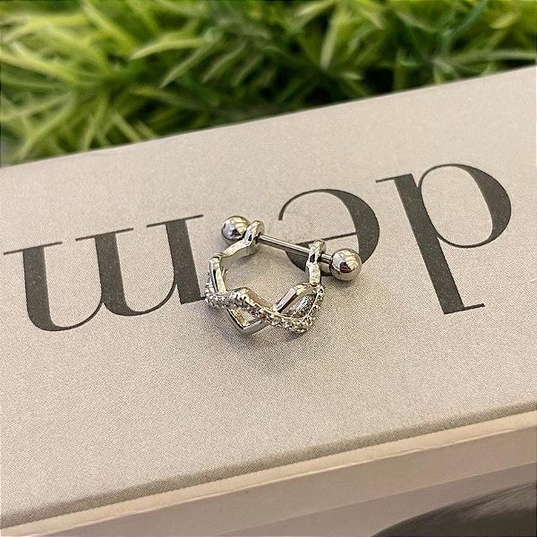 Piercing Meia Argola Helix Fios Trançados Zig Zag Steel