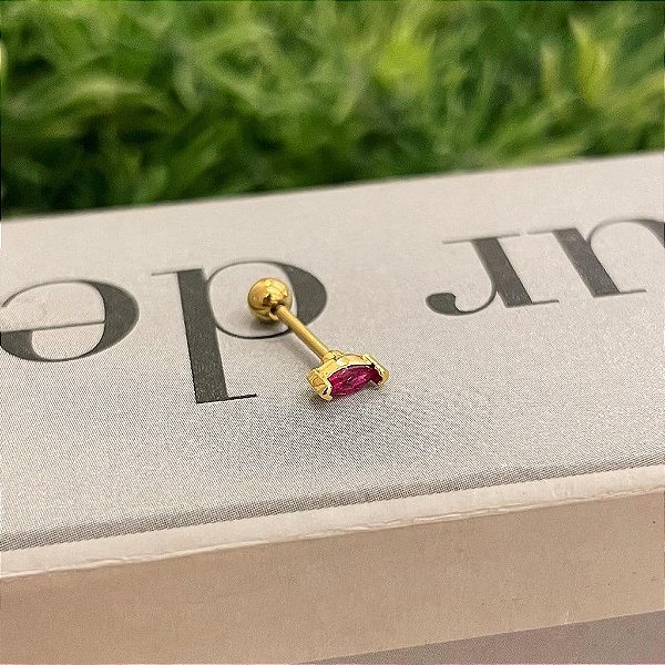 Piercing Navete Rosa Folheado a ouro 18K