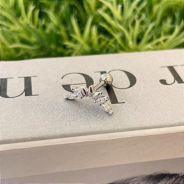 Piercing Cluster 7 Navetes Cristal e Liso Steel