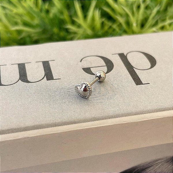Piercing Coração Liso e Borda Trabalhada Steel