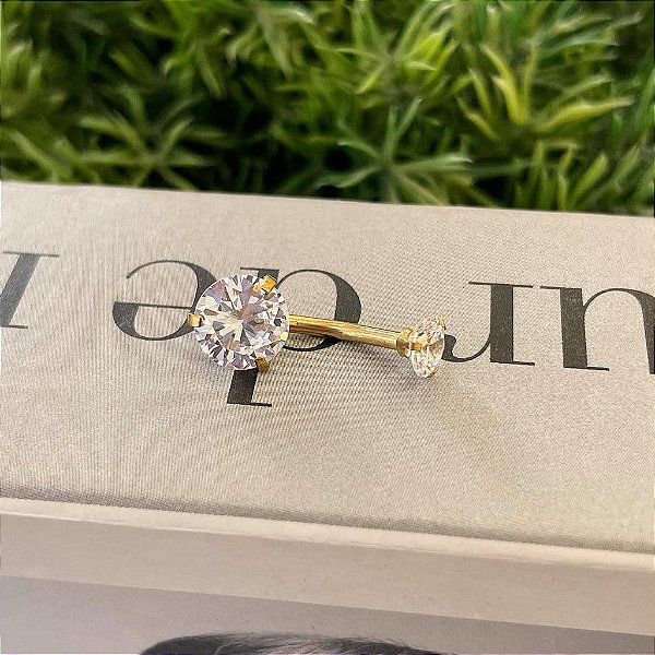 Piercing Umbigo Zircônias Redondas Folheado a ouro 18K