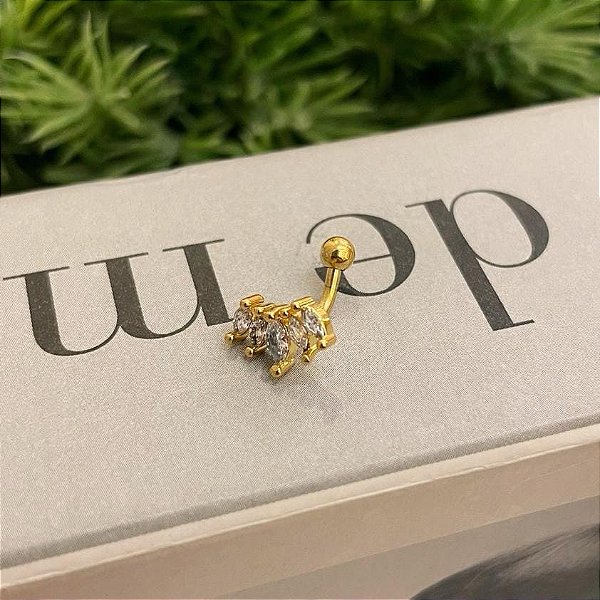 Piercing Bananinha Leque Folheado a ouro 18K
