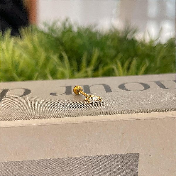 Piercing Navete Cristal Folheado a ouro 18K