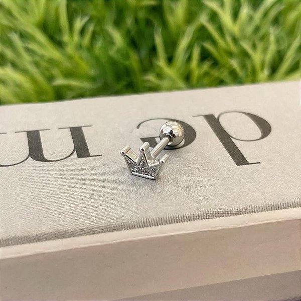 Piercing Coroa Cravejada Bolinhas nas Pontas Steel