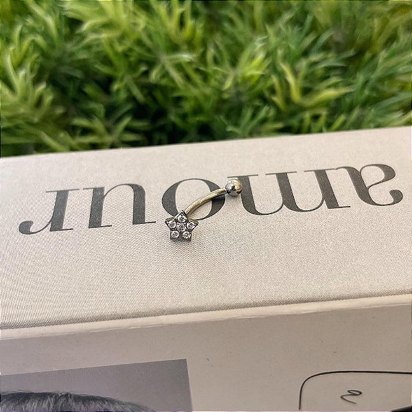 Piercing Bananinha Estrela Cravejada Titanium Steel