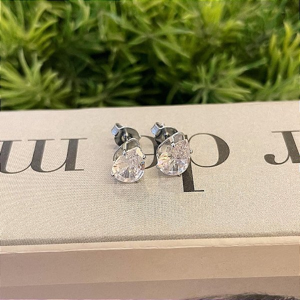 Brinco de Ponto de Luz Gota Cristal G Steel