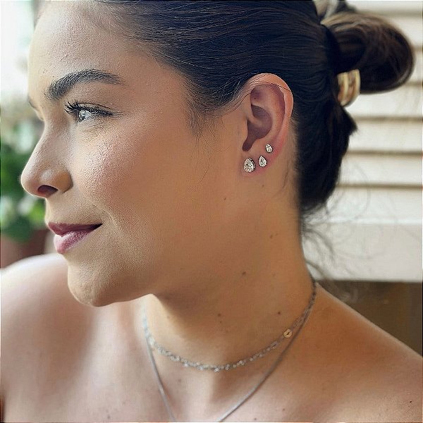 Trio de Ponto de Luz Gota Cristal Steel