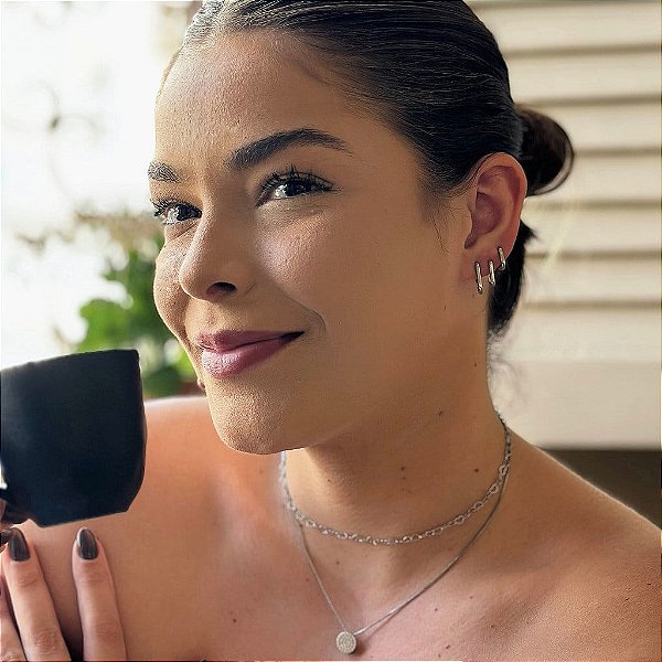 Trio de Argolas Retangulares Fio Liso Abaulado Steel