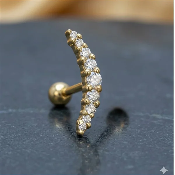 Piercing Cluster 7 Zircônias Folheado a Ouro 18k
