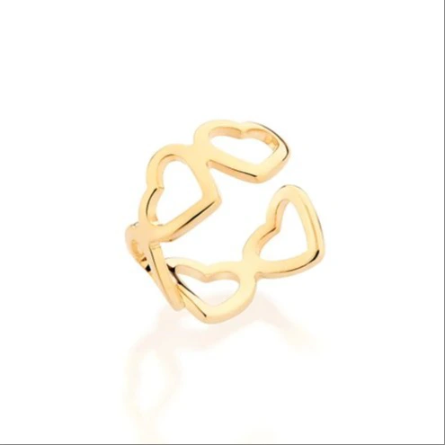 Piercing Fake Corações Vazados Folheado a Ouro18k