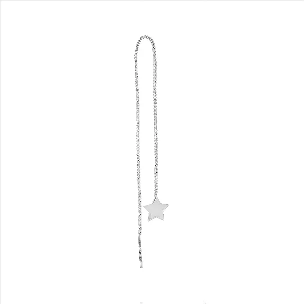 Piercing Earline Fio Venezino Estrela Lisa Folheado a Prata 925