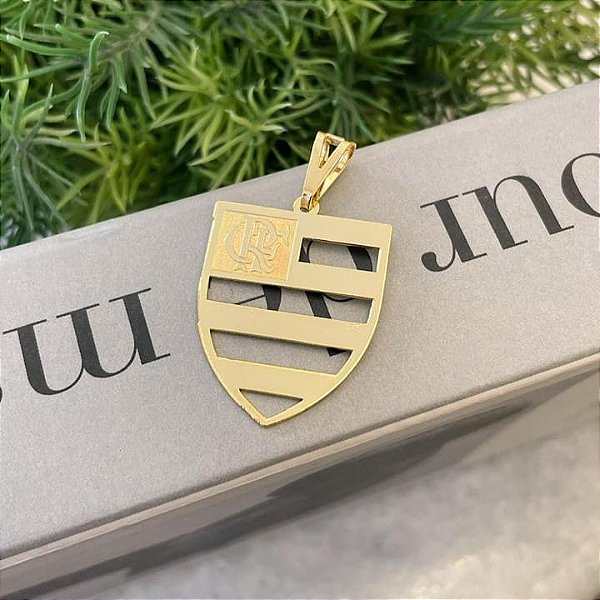 Pingente Escudo Flamengo Folheado a Ouro 18k
