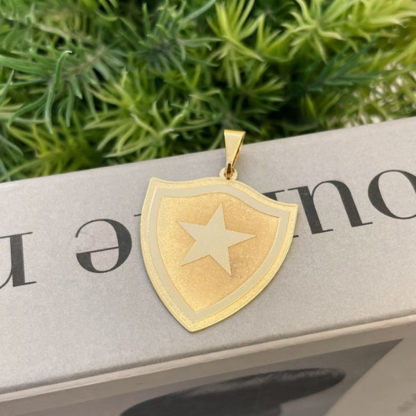 Pingente Escudo Botafogo Folheado a Ouro 18k