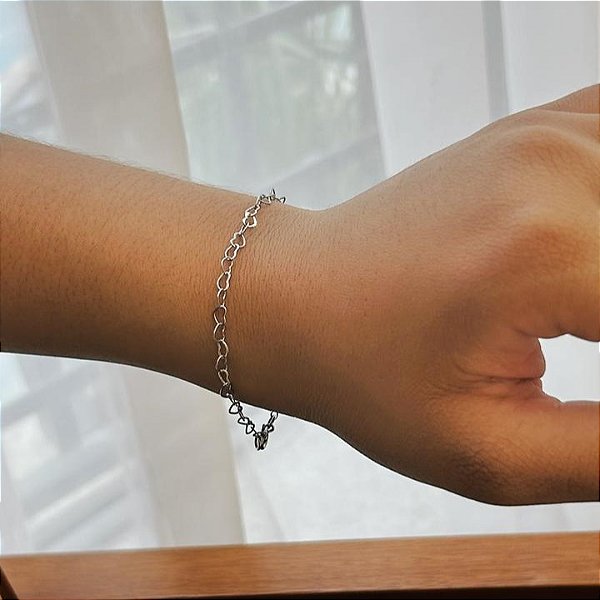 Pulseira Elo Coração Vazado Steel