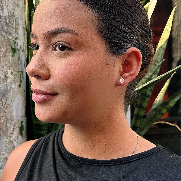 Brinco de Ponto de Luz Gota Cristal G Folheado a prata 925