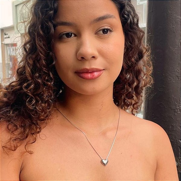 Colar de Coração Liso Abaulado Médio Steel