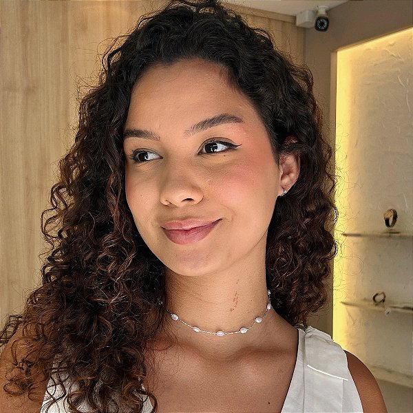 Colar Choker Pérolas Retangulares Orgânicas Steel