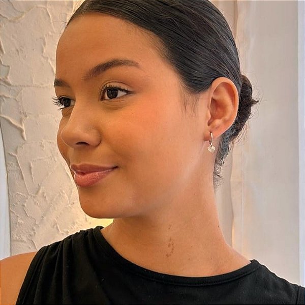 Brinco Argola Pingente Coração Detalhado Steel