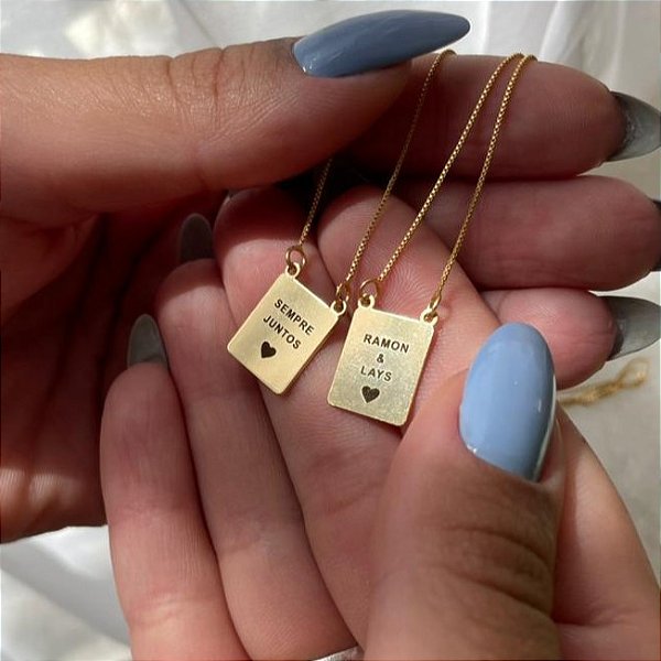 Escapulário Fotogravação Folheado a ouro 18K