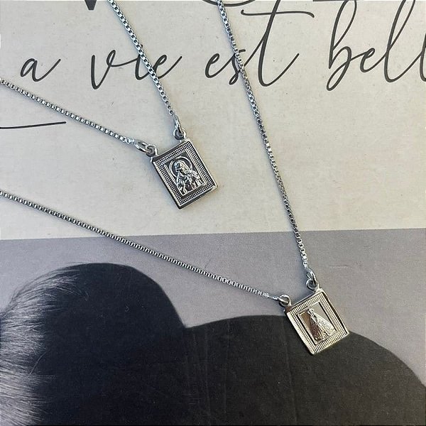 Escapulário Nossa Senhora Aparecida E Sagrado Coração De Jesus Steel