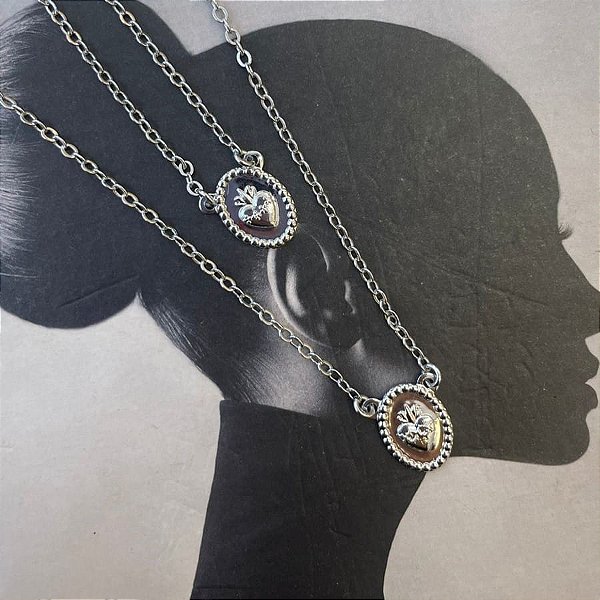 Escapulario Dupla Sagrado Coração Jesus E Maria Steel