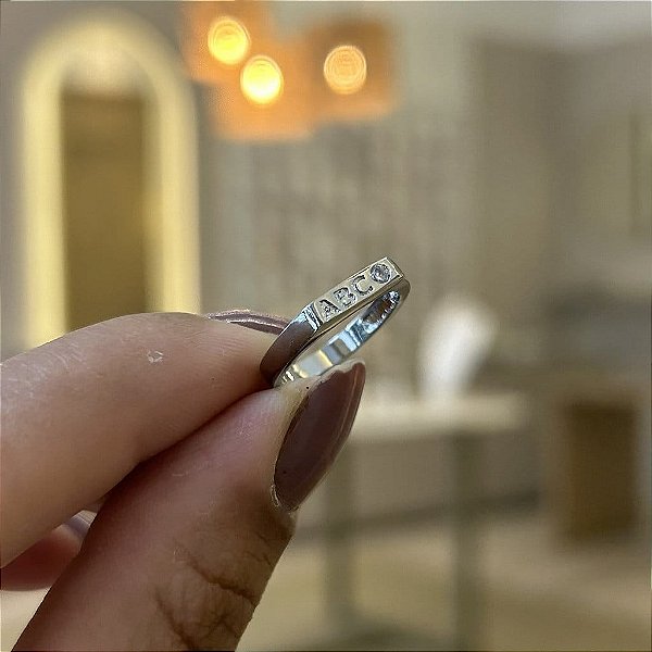 Anel ABC Quadrado Zircônia Steel