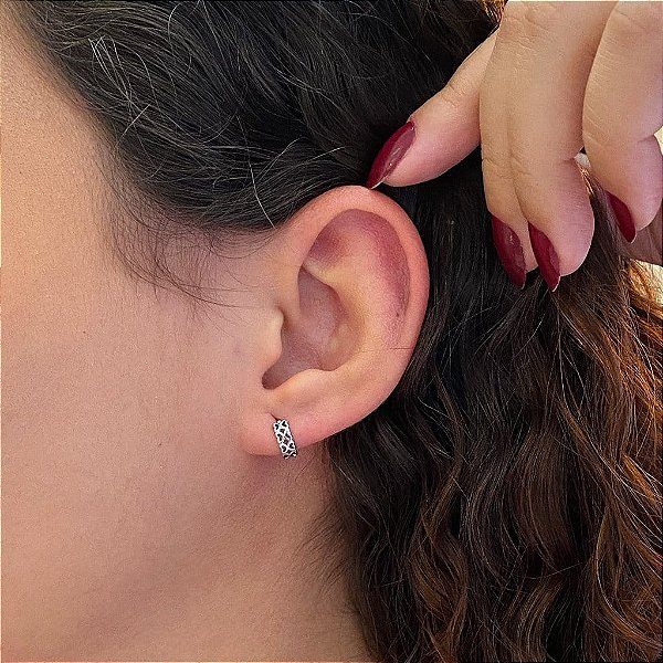 Argola Pequena Dois Fios Corações Steel