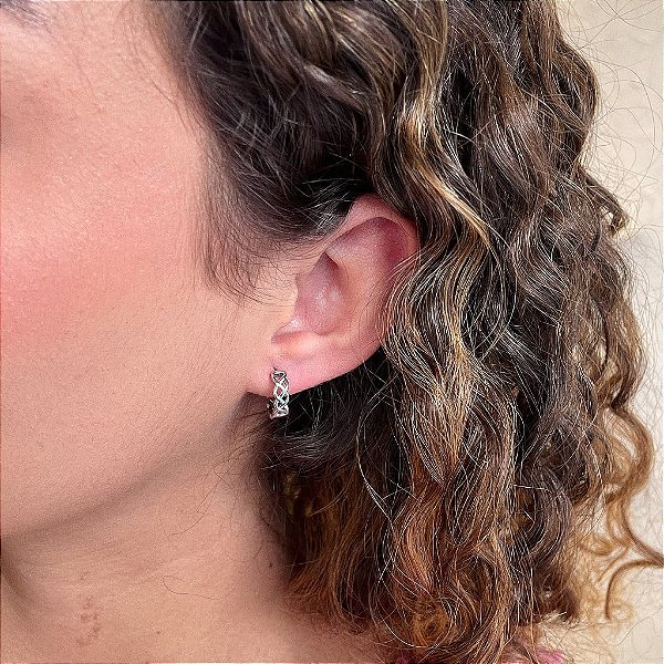 Brinco Argola Fio Trançado Corrente G Steel