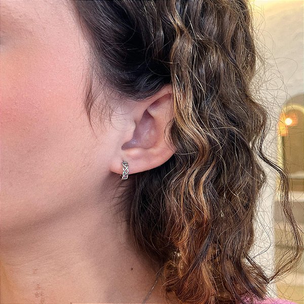 Brinco Argola Fio Trançado Corrente M Steel