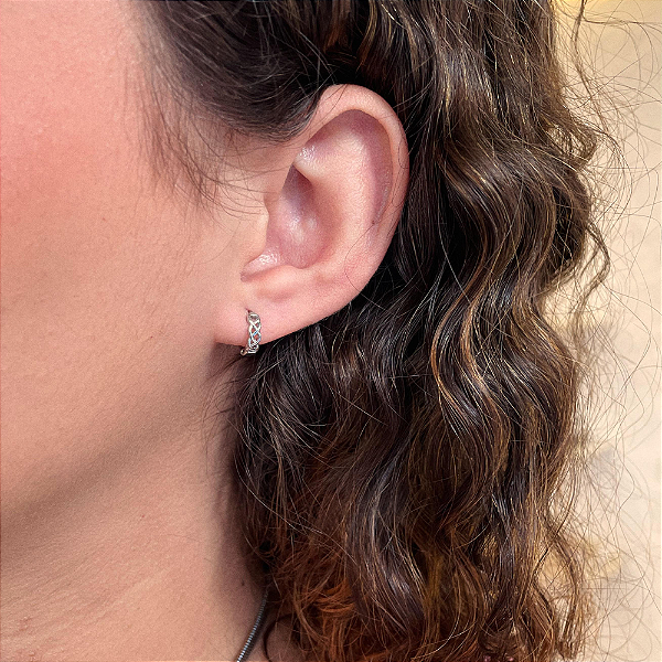 Brinco Argola Fio Trançado Corrente P Steel